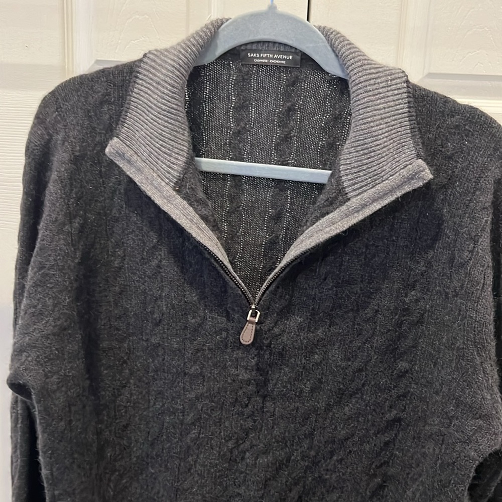 Saks Fifth Avenue, zip up turtleneck Men’s Cashmere Sweater - Picture 2 of 6